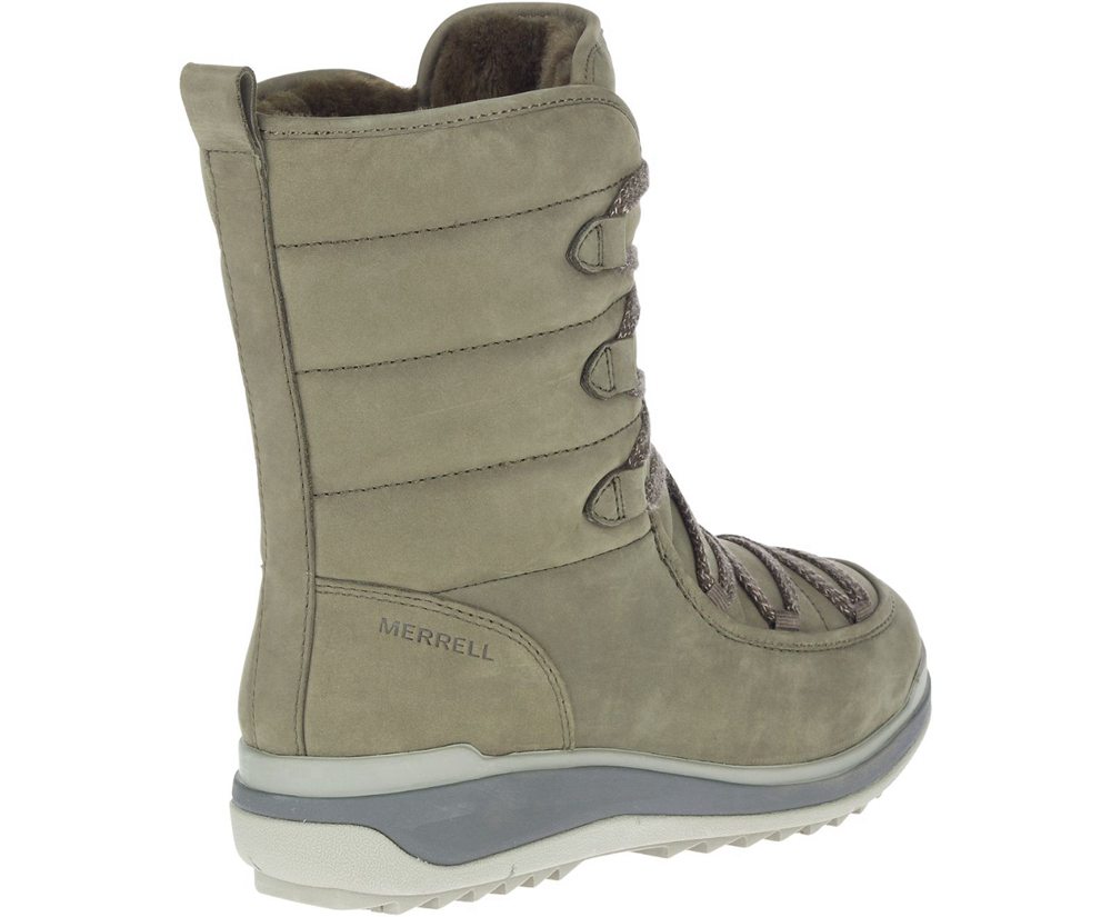 Merrell Boots Olive - Snowcreek Cozy Leather Polar Waterproof - Womens 41IRHMJEY